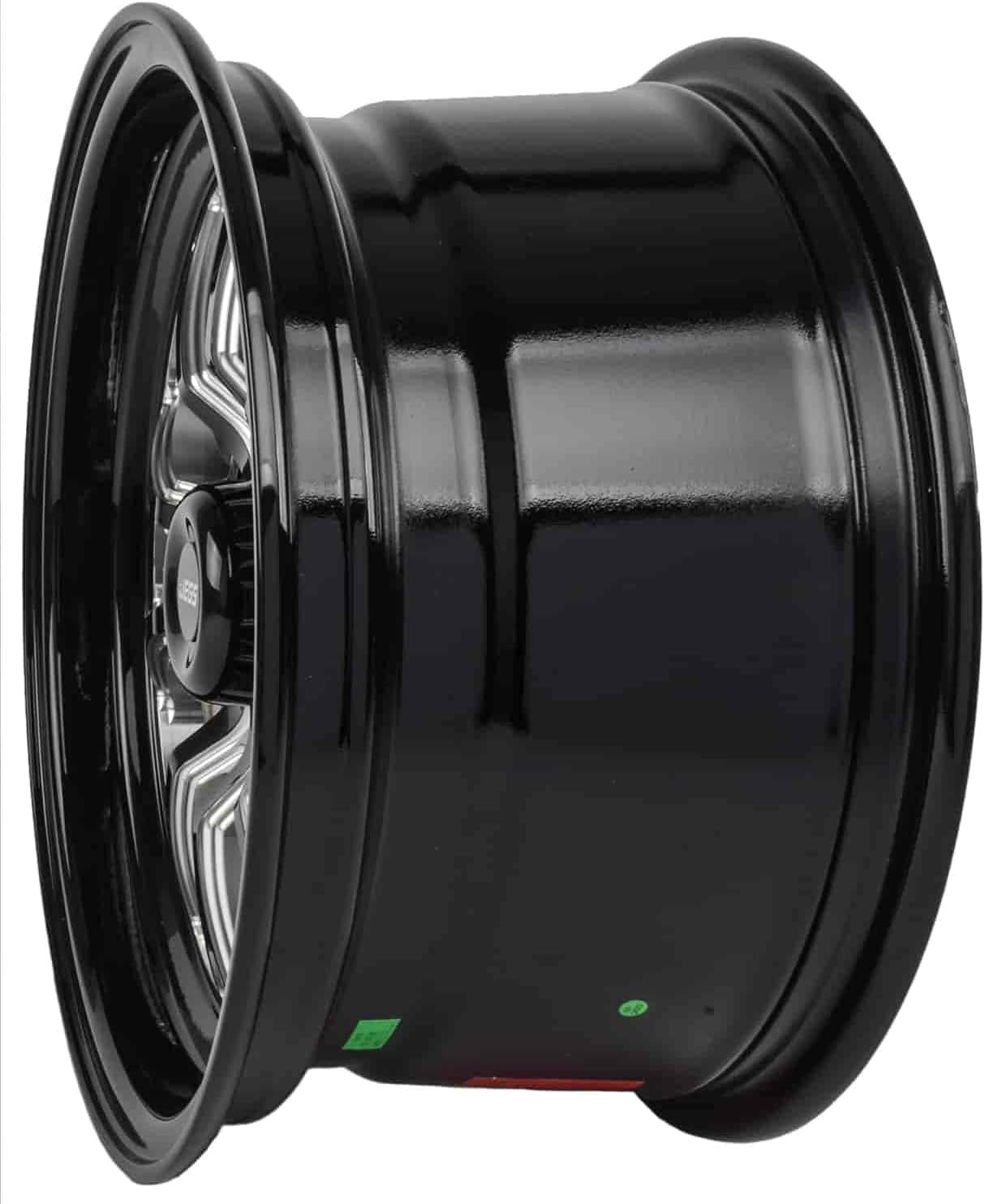 JEGS SSR Spike Wheel 15 x 8 | 5 x 4.75” Wheel Bolt Pattern Spacing | +27mm Offset | 5.5” Backspacing | Gloss Black with Milled Spoke Accents | 3.27” Center Bore