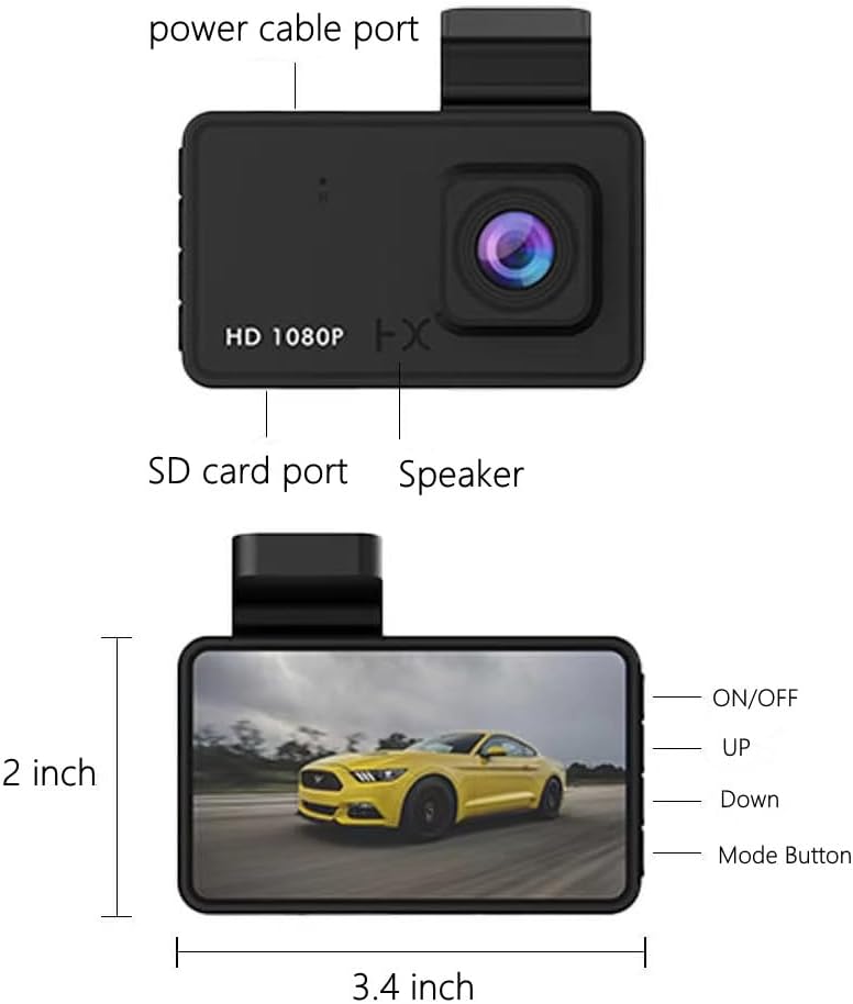 1080P Dash Camera for Car Front Dashcam Car Security Cam 3’’ Display 140°Wide Angle, Night Vision, G-Sonsor, Loop Recording