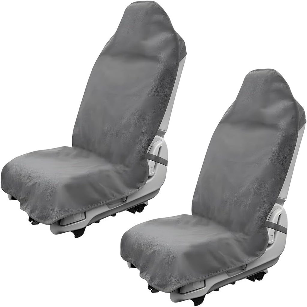 Waterproof Car Towel Seat Cover, Sweating Non-Slip Premium Towel Carseat Cover Protector, Universal Soft Machine Washable Car Truck SUV Front Seat Cover for Gym Workout Beach Hiking (Black)