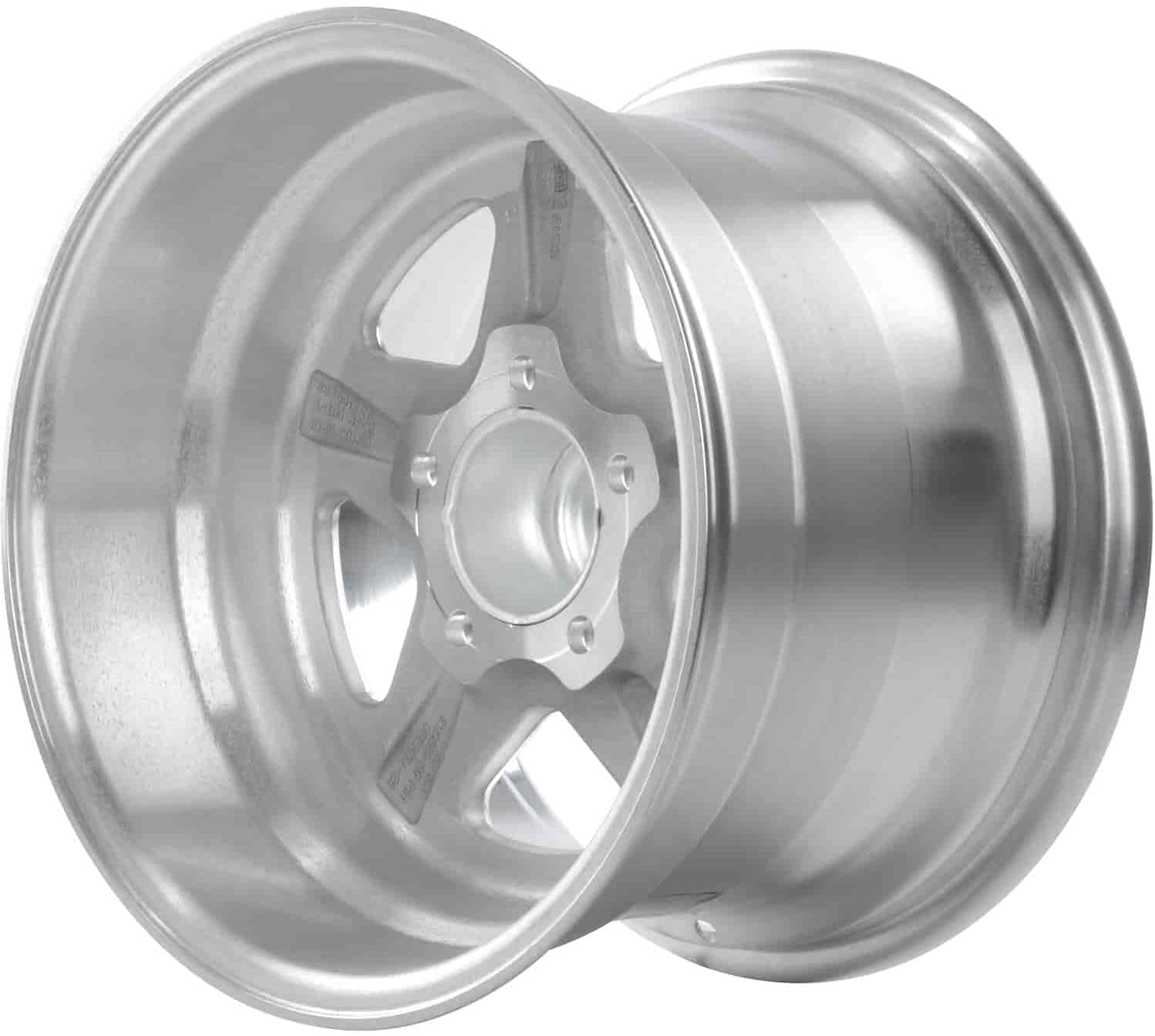 JEGS Sport Star Aluminum Wheel 15” x 10” | 5 x 4.75” Wheel Bolt Pattern Spacing | -25 mm Offset | 4.5” Backspacing | Polished Finish | 3.27” Center Bore | Includes Center Cap