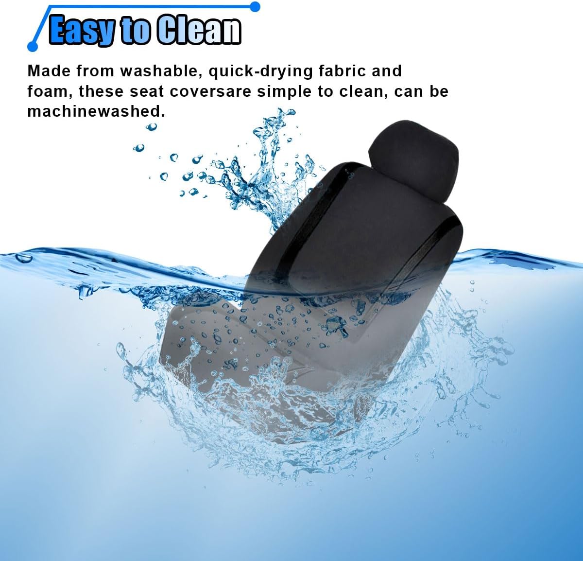 2 Pack Car Seat Covers, Breathable Seat Protectors, Anti-Slip Driver Seat Cover, Comfortable Front Seat Cover Set Universal Fit for Truck, SUV, Sedan, Airbag Compatible (Black)