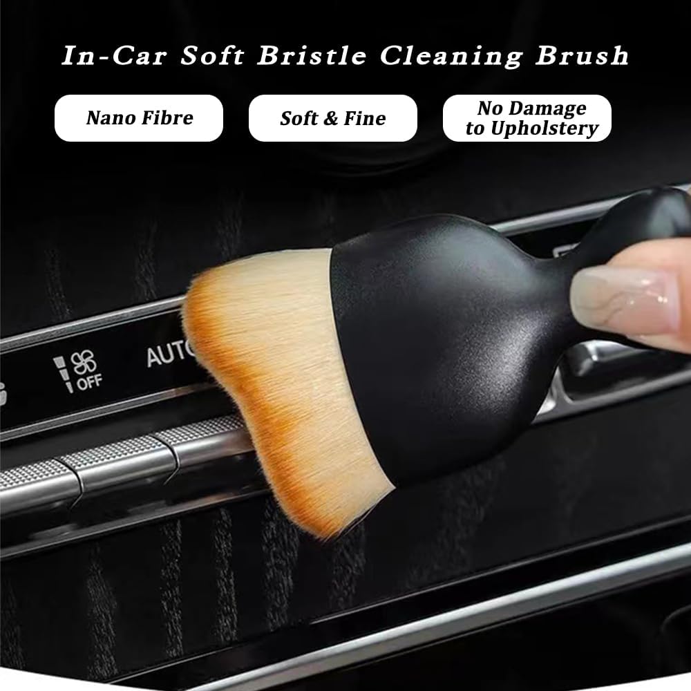 2 Pcs Car Detailing Brush, Car Wash Brush, Car Interior Cleaning Brush Ideal for Interior, Exterior, Dashboard, AC Vents, Leather & Engines, Soft Bristles (Yellow, 2 Pcs)