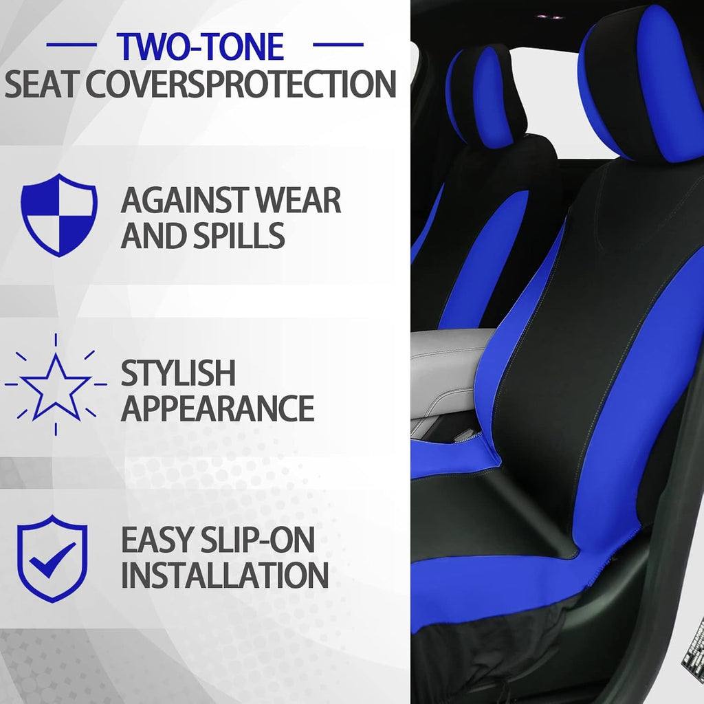 Woanger 47 Car Seat Cover Full Set for Women Included Car Front Rear Seat Fluffy Steering Wheel Cover Belt Automotive Floor Mats Air Conditioner Decoration Strip Universal(Blue)