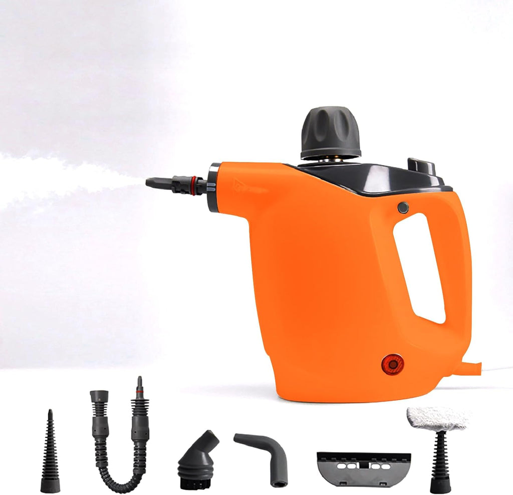 Steam Cleaner, Handheld Steam Cleaner for Home, 16-Piece Steam Cleaner Kit with Automatic Steam Switch, Steamer for Kitchen, Bathroom, Car, Living Room and Multi-Surface Deep Cleaning (White)