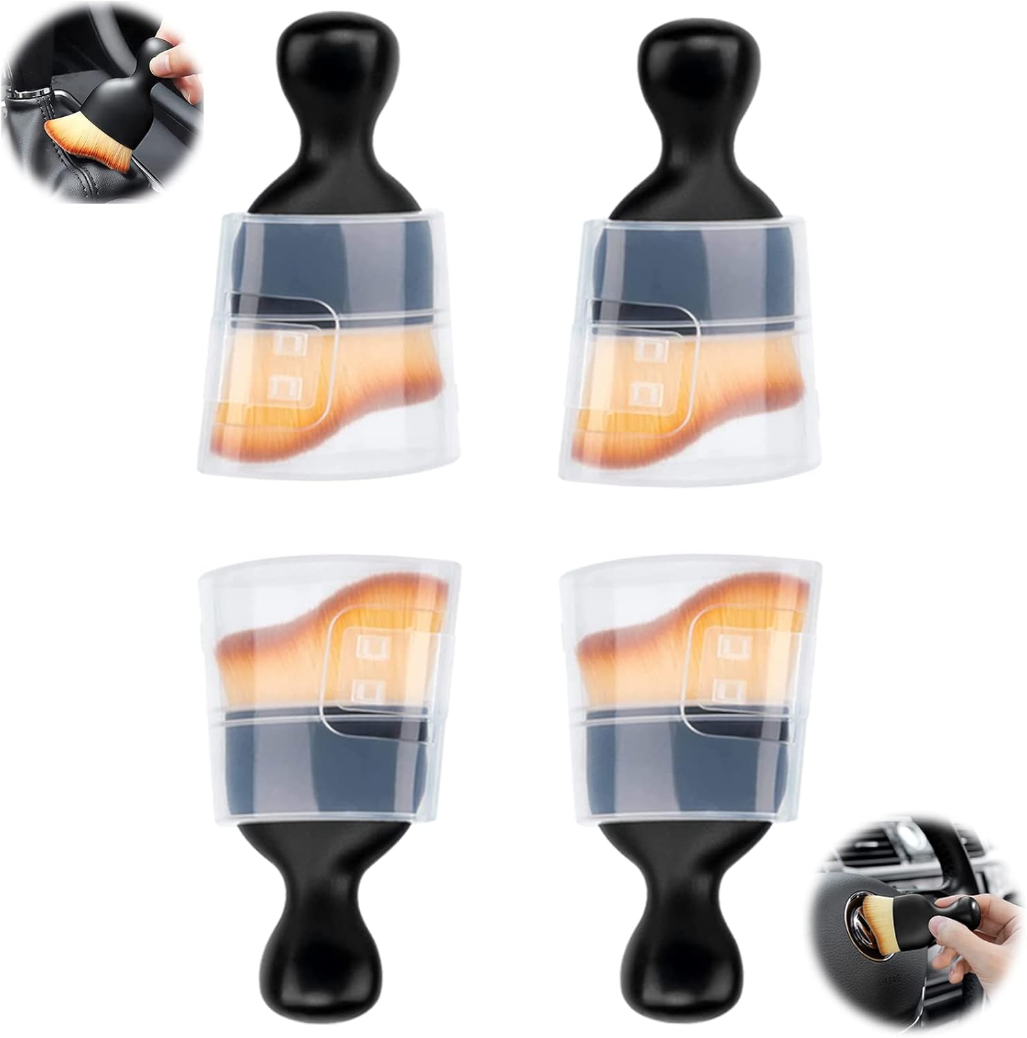 2 Pcs Car Detailing Brush, Car Wash Brush, Car Interior Cleaning Brush Ideal for Interior, Exterior, Dashboard, AC Vents, Leather & Engines, Soft Bristles (Yellow, 2 Pcs)