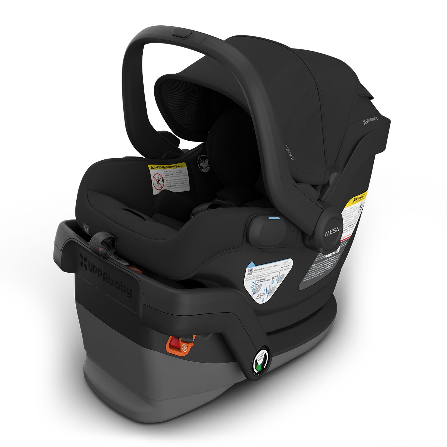 UPPAbaby Mesa V3 Infant Car Seat - Easy Installation + SmartSecure Technology - Attaches to Stroller | Base + Infant Insert Included - Greyson (Charcoal Mélange)