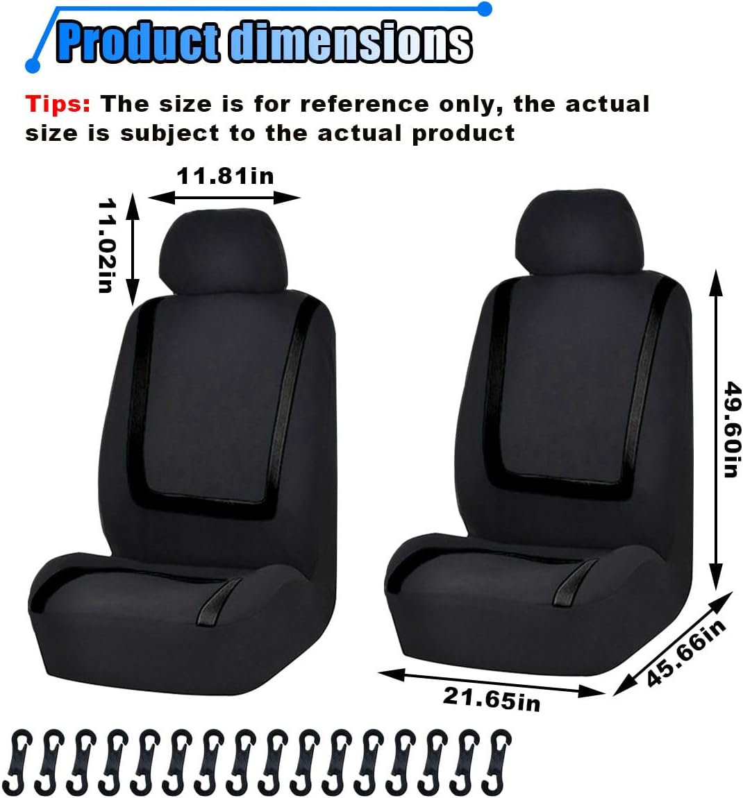 2 Pack Car Seat Covers, Breathable Seat Protectors, Anti-Slip Driver Seat Cover, Comfortable Front Seat Cover Set Universal Fit for Truck, SUV, Sedan, Airbag Compatible (Black)