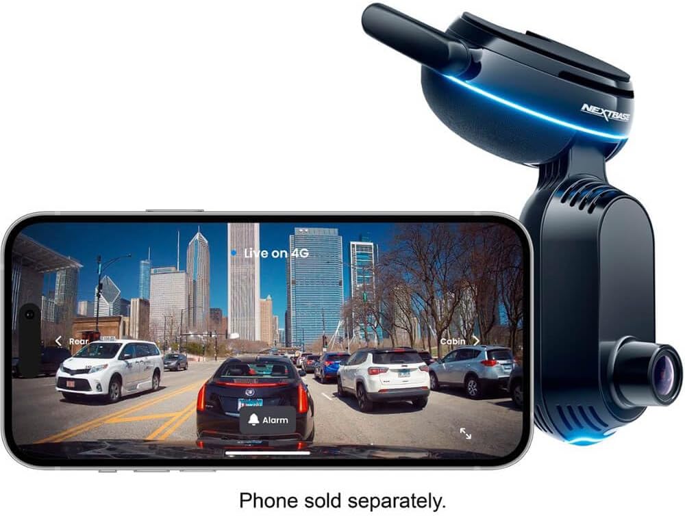 NEXTBASE iQ 1K Smart HD Dash Cam Pro with 4G/LTE and GPS, 64G Micro SD Card Bundle, 1080p High Definition Dual Dashcam Front & Rear with Smart Sense Parking, Emergency SOS, and Roadwatch AI