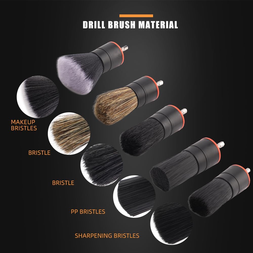 SPTA 5Pcs Car Detail Drill Brush Attachment Head Set for Cleaning Interior or Exterior, Used on Electric Drill, Electric Driver