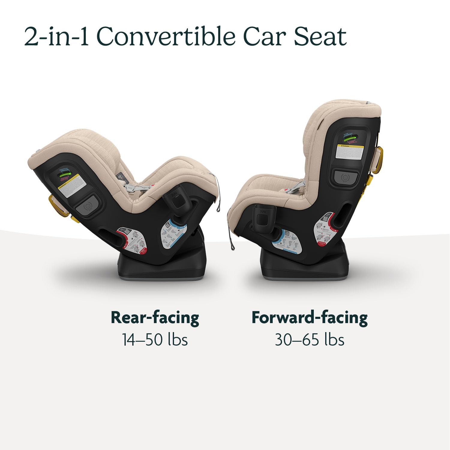UPPAbaby Rove Convertible Car Seat - 2-in-1 Rear + Forward Facing - Quick + Secure 3-Step Install - Intuitive Safety Technology + Comfort Features - Cup Holder Included - Kavneer (Almond Mélange)