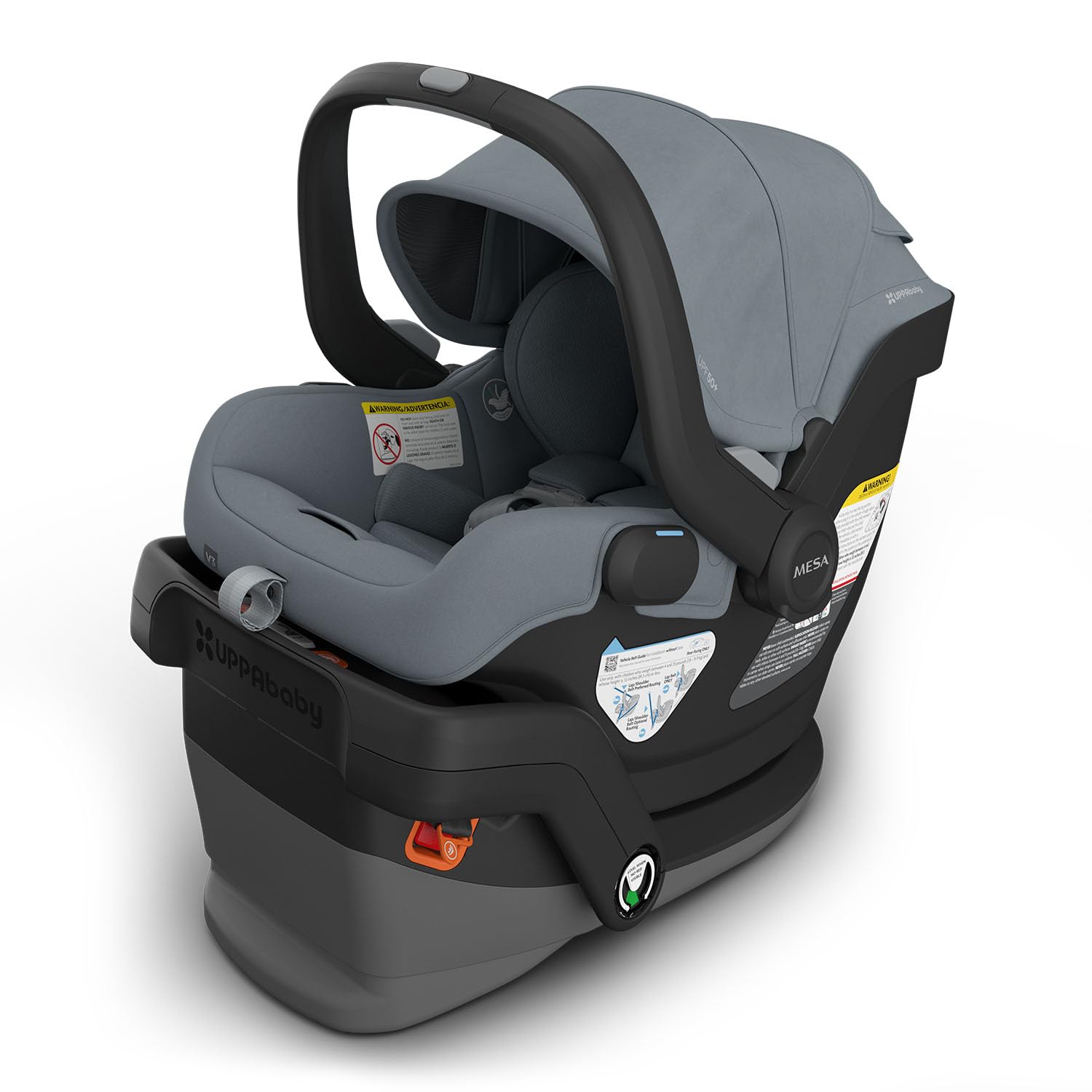 UPPAbaby Mesa V3 Infant Car Seat - Easy Installation + SmartSecure Technology - Attaches to Stroller | Base + Infant Insert Included - Greyson (Charcoal Mélange)