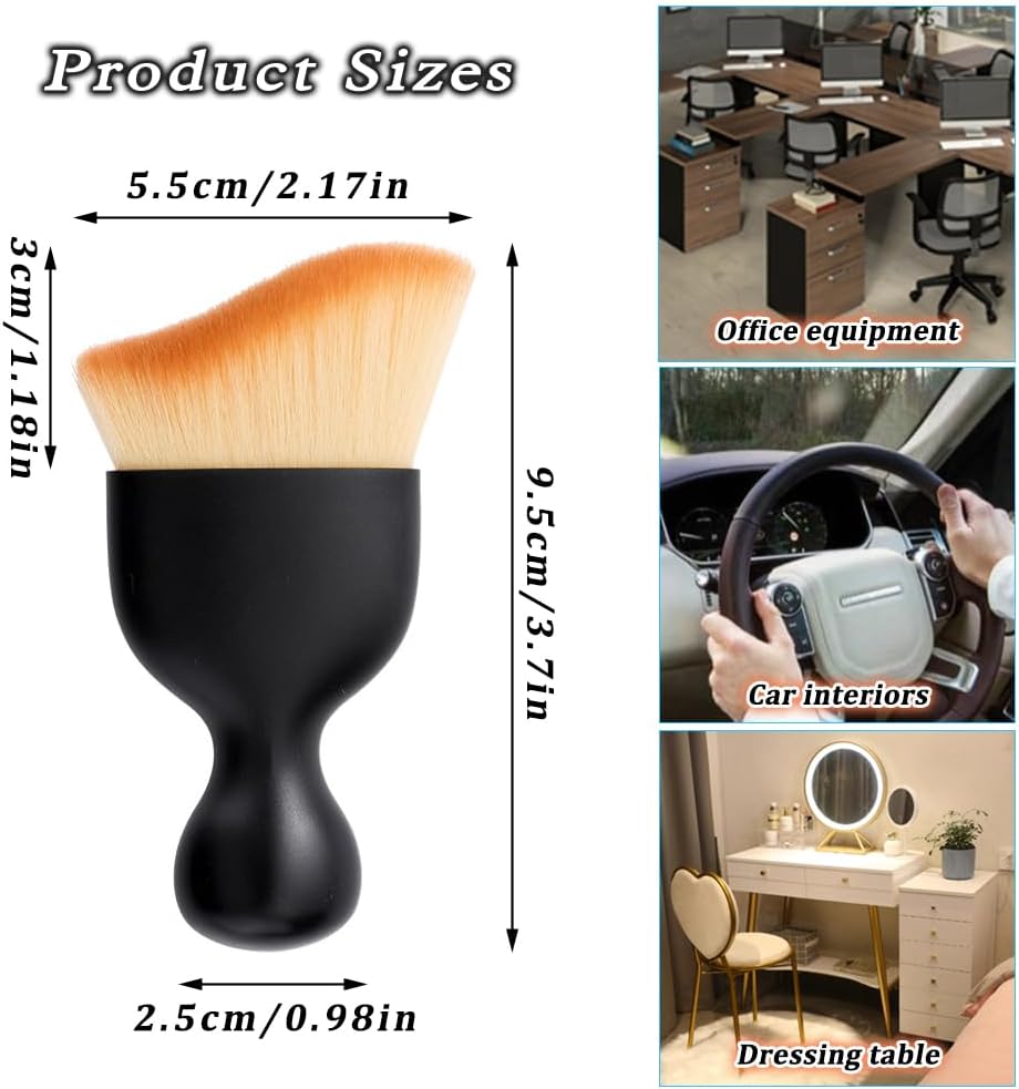 2 Pcs Car Detailing Brush, Car Wash Brush, Car Interior Cleaning Brush Ideal for Interior, Exterior, Dashboard, AC Vents, Leather & Engines, Soft Bristles (Yellow, 2 Pcs)