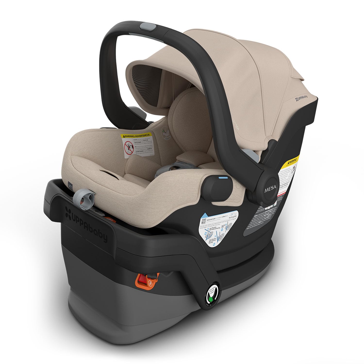 UPPAbaby Mesa V3 Infant Car Seat - Easy Installation + SmartSecure Technology - Attaches to Stroller | Base + Infant Insert Included - Greyson (Charcoal Mélange)