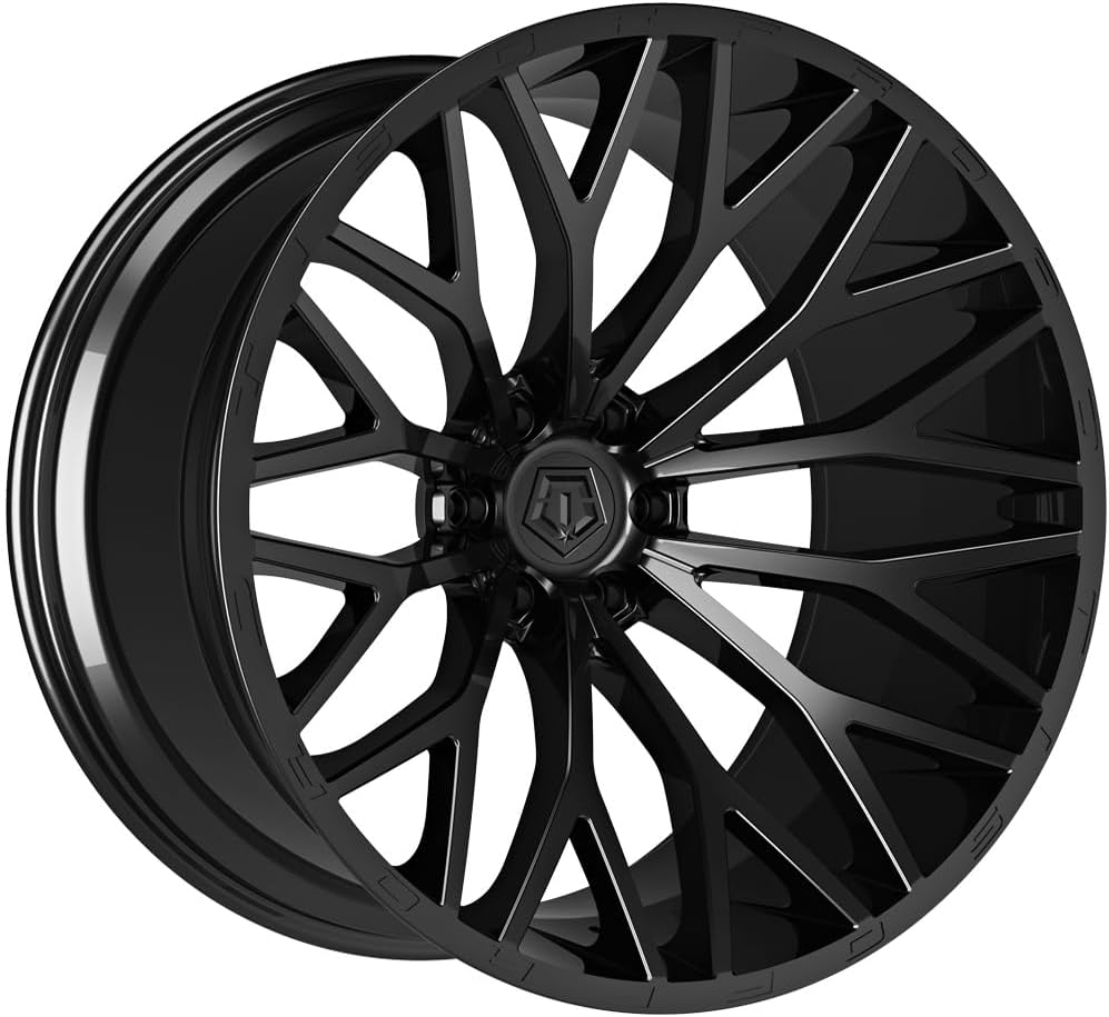 TIS 566B 26X12 Gloss Black & Painted lip logo Wheel - 8X6.50 Bolt Pattern, 44mm Offset, Hub Bore 125.2mm