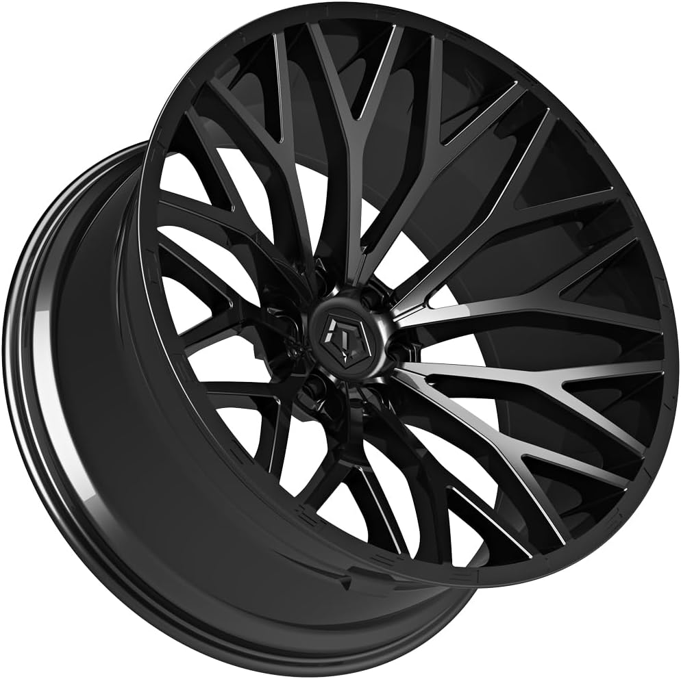 TIS 566B 24X12 Gloss Black & Painted lip logo Wheel - 6X5.50 Bolt Pattern, 44mm Offset, Hub Bore 106.2mm