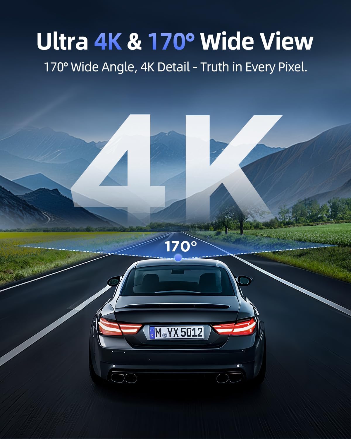 Dash Cam Front 4K - 1.5" IPS Display & 5G WiFi & 64G Card, 360° Rotation Mini Dashcam, Car Camera with WDR Night Vision, 24H Parking Mode, G-Sensor, Loop Recording,170° Angle, Dash Camera for Cars