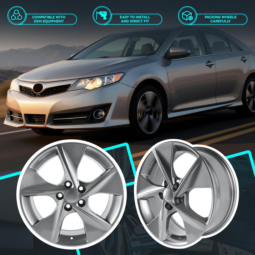 New 18x7.5inch 18 Inch Premium Aluminum Alloy Wheel Rims Fit for 2012 2013 2014 Toyota Camry SE, Charcoal Grey, Direct Fit and OEM Design Rim, ALY69605U35N