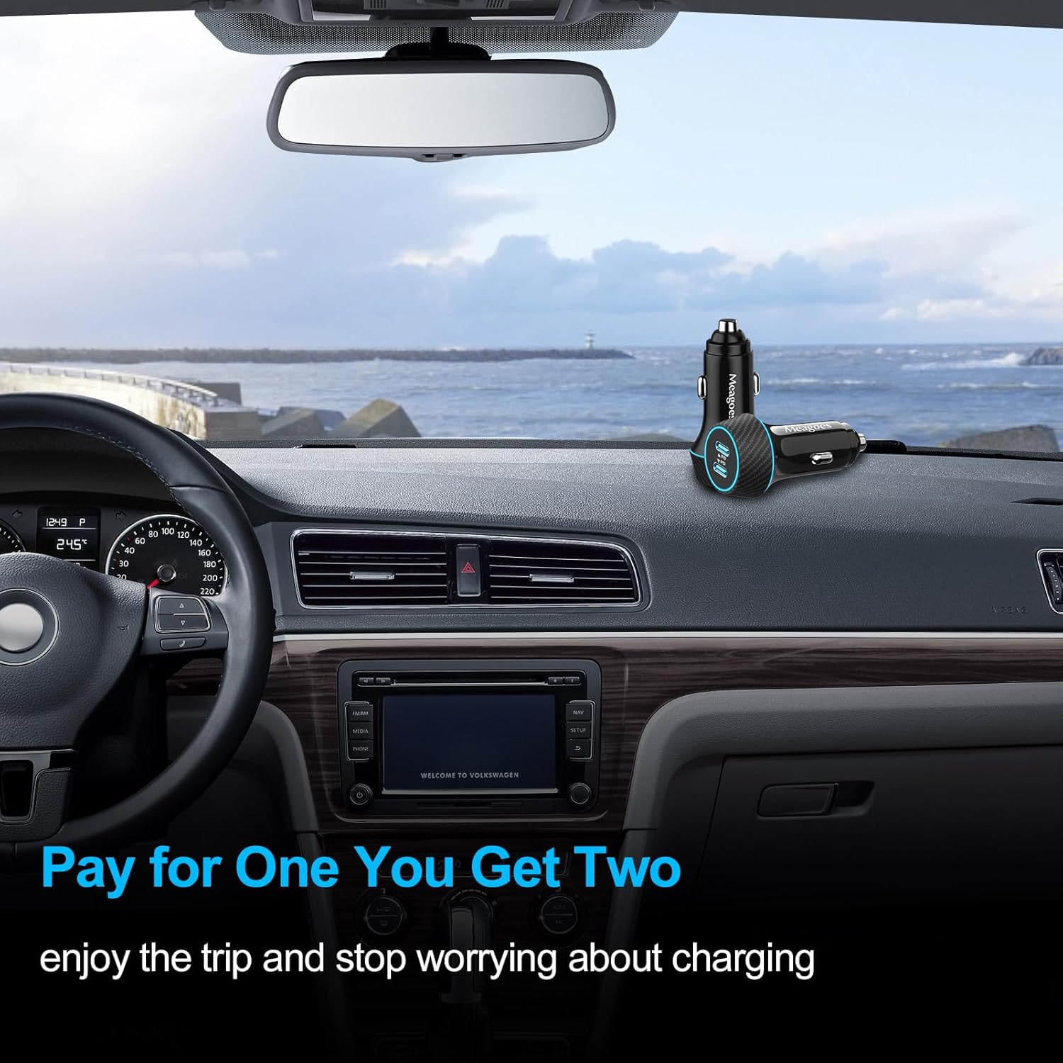 2 Pack 90W USB C Car Charger Super Fast Charging for iPhone 17 Pro Max/Air/16/15/iPad, Samsung Android Phone, Dual 45W PD Port Auto Accessories, 12V Cigarette Lighter Adapter with 3.3 ft Type C Cord