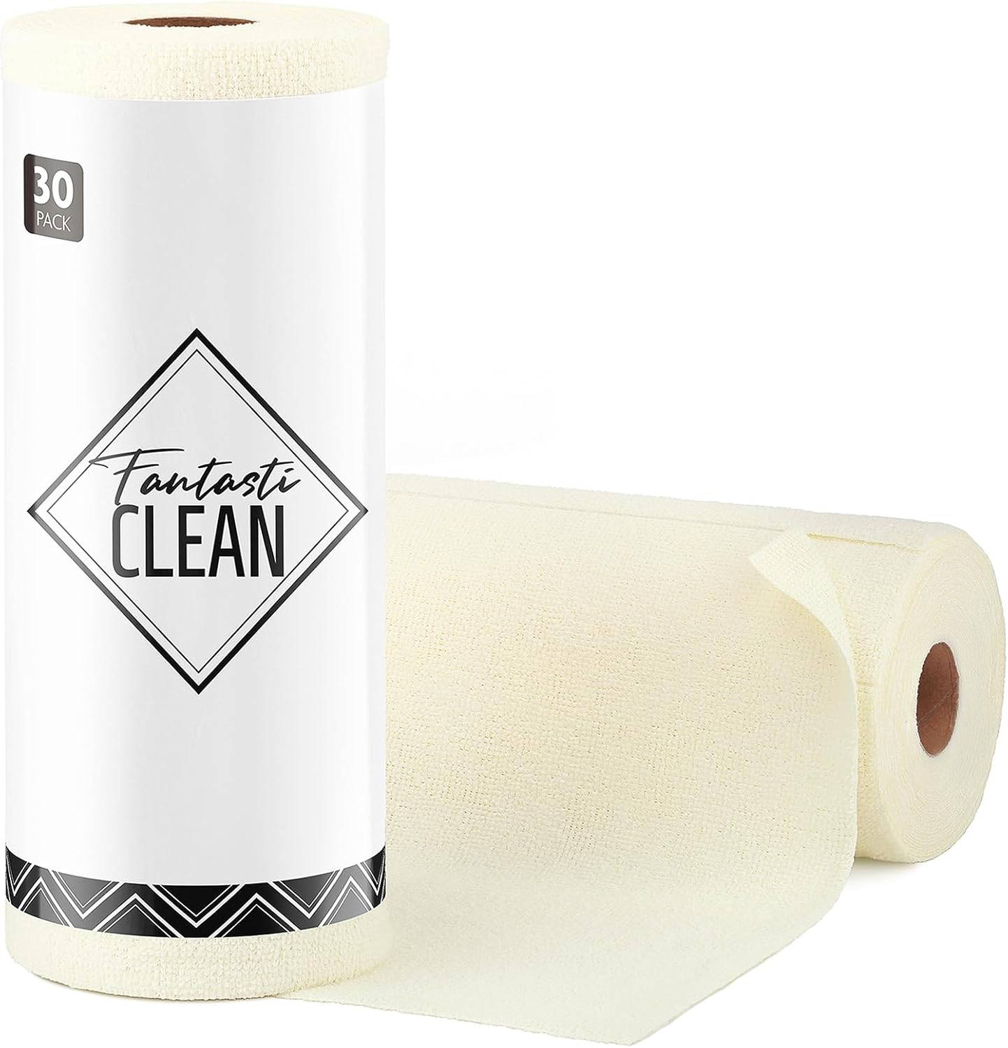 Fantasticlean Microfiber Cleaning Cloth Roll -75 Pack, Tear Away Microfiber Towels, 12" x 12", Reusable, Washable, Scratch Free, Ultra Absorbent Dishcloth for Home Supplies, Car, Pet, Kitchen (Beige)