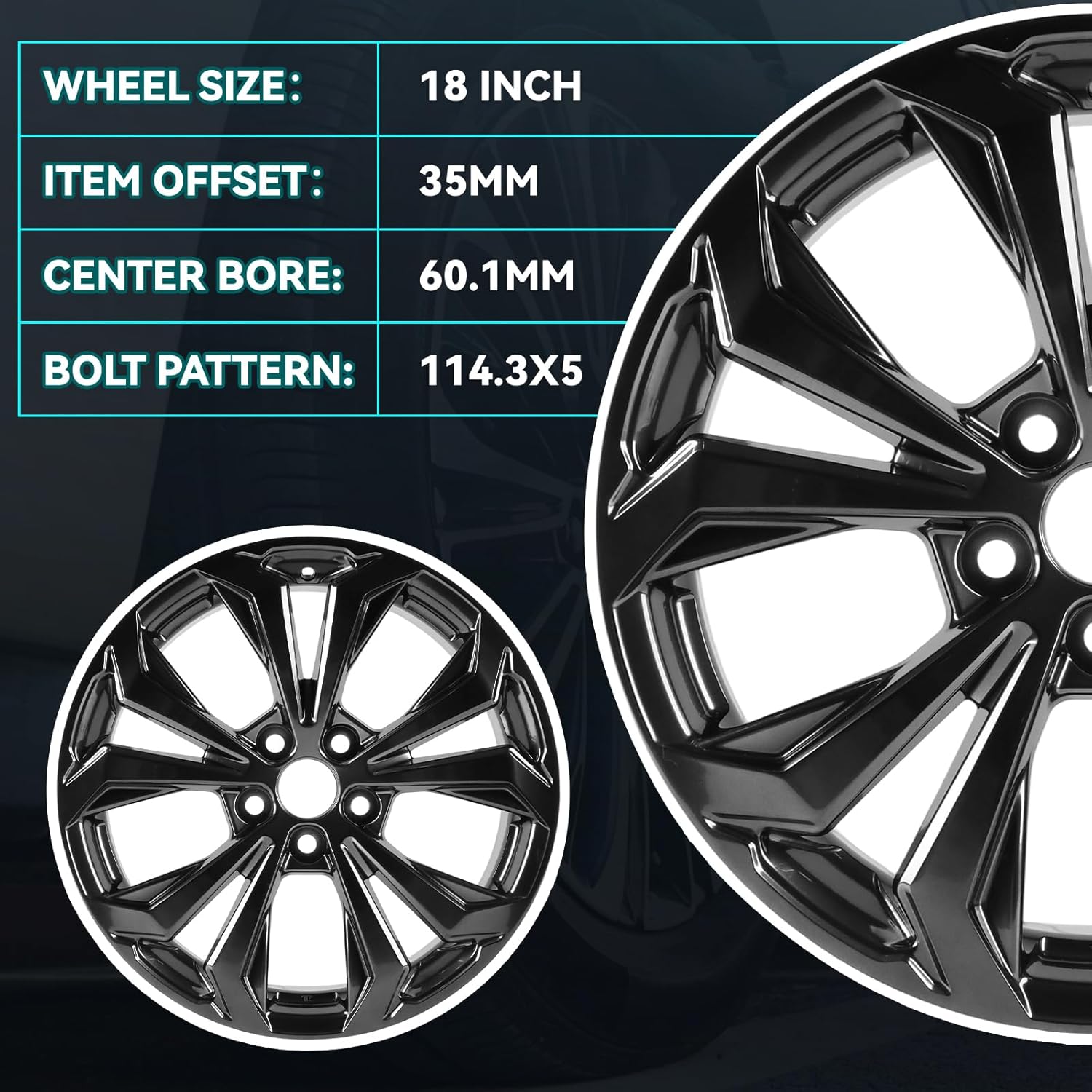 New 18x7" 18 Inch Premium Aluminum Alloy Wheel Rim Fits for Toyota RAV4 2022 2023 2024, ALY75279U35N, Direct Fit Replacement Wheel Rim