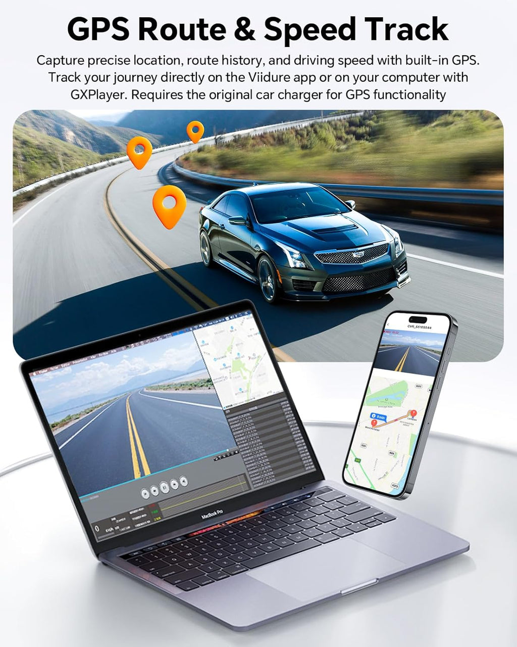 Dash Cam Front and Rear, 4K Full HD Dual Dash Camera for Cars, Free 64GB Card Included, Built-in 5G WiFi & GPS, Car Camera Dashcams for Cars with Night Vision, Parking Monitor, WDR, Emergency Lock