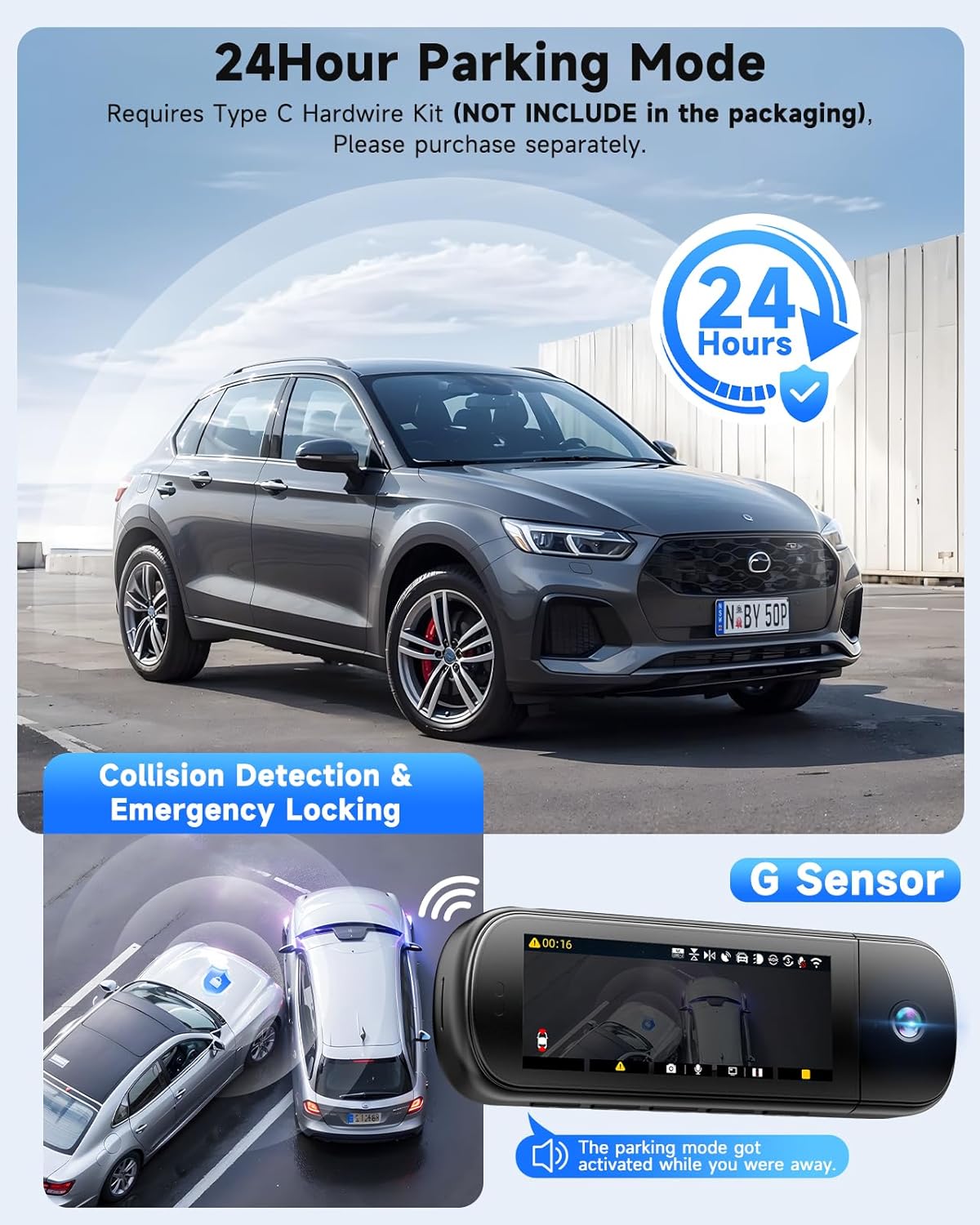 SARMERT 4K 3 Channel Dash Cam, Dash Cam Front and Rear C3, Free 64GB Card, 4K+1080P+1080P Dashcam, G-Sensor, WDR, APP, 5G WiFi, Night Vision, 24H Parking Monitor