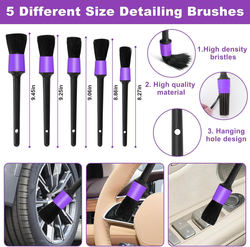 Viewsun Windshield Cleaner Tool, 17Pcs Purple Car Interior Cleaning Kit, Detailing Kit Cleaner, Detailing Brush, Cleaning Gel, Inside Cleaning Supplies Accessories for Trucks, SUVs, RVs Window
