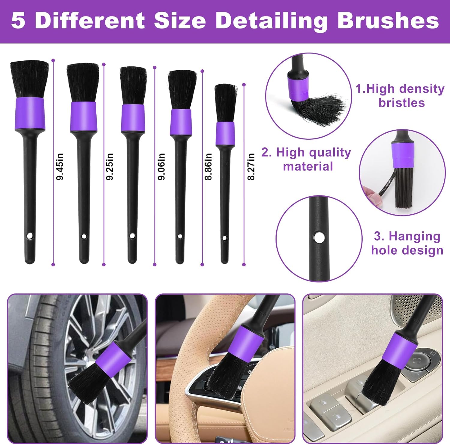 Viewsun Windshield Cleaner Tool, 17Pcs Purple Car Interior Cleaning Kit, Detailing Kit Cleaner, Detailing Brush, Cleaning Gel, Inside Cleaning Supplies Accessories for Trucks, SUVs, RVs Window