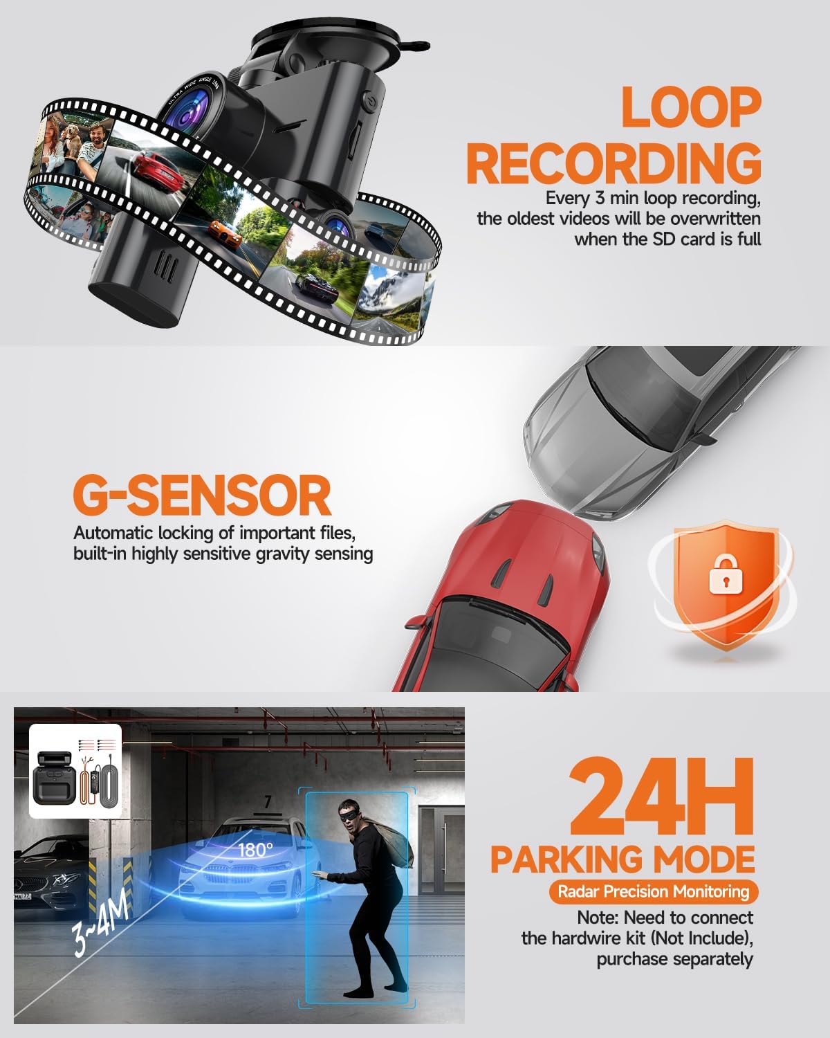 Dash Cam 360°, 4 Channel Camera for Cars Front and Rear Inside, 2K FHD Mini Dashcam, 5G WiFi, GPS, with 64G Card, Voice Control, WDR, HDR, Night Vision, 24/7 Parking Mode(Upgraded Version V7PLUS)