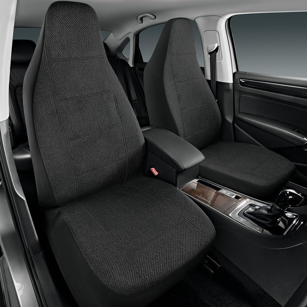 Road Comforts Full Set Car Seat Covers Front Rear Seat Cover Low Back, Flax Seat Protector, Airbag Compatible, Universal Fits for Most Cars, Truck, SUV, Vans Gray