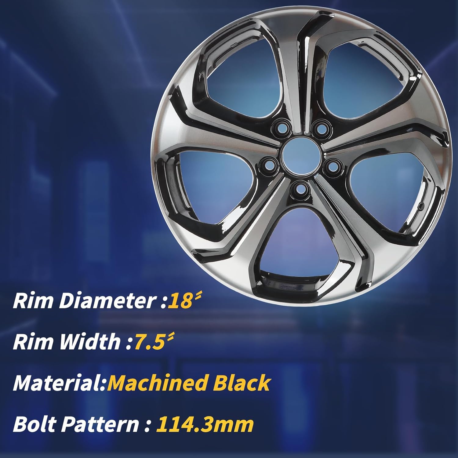 18" NEW Single 18X7.5 18 Inch Black Wheel Rims Fit For 2014 2015 Honda Civic OEM Design Replacement Rim