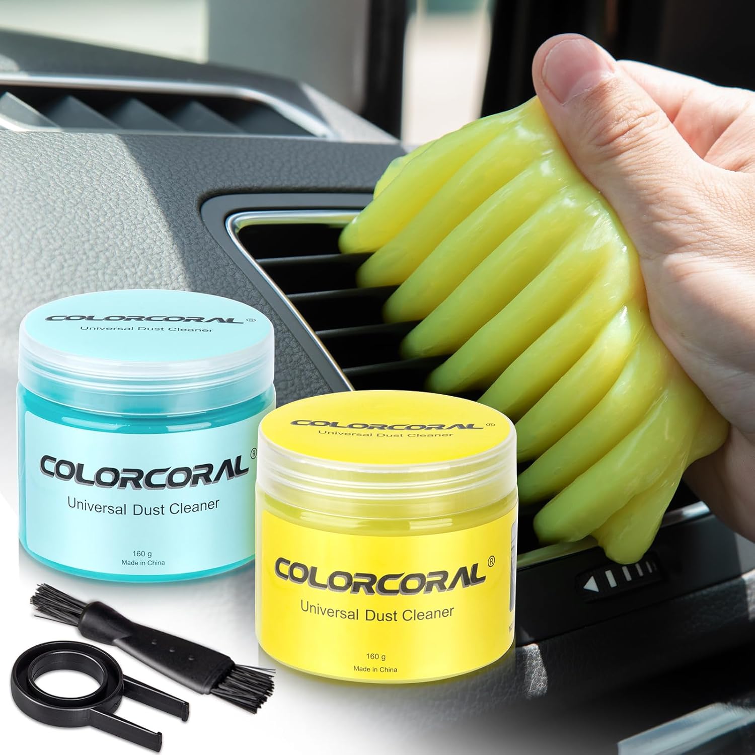 COLORCORAL 2Pack Car Cleaning Gel Universal Dust Cleaner for Car Vent Keyboard Cleaning Detailing Slime Putty Cleaning Kit Car Accessories, Gifts for Adults Men Women Kids Teens