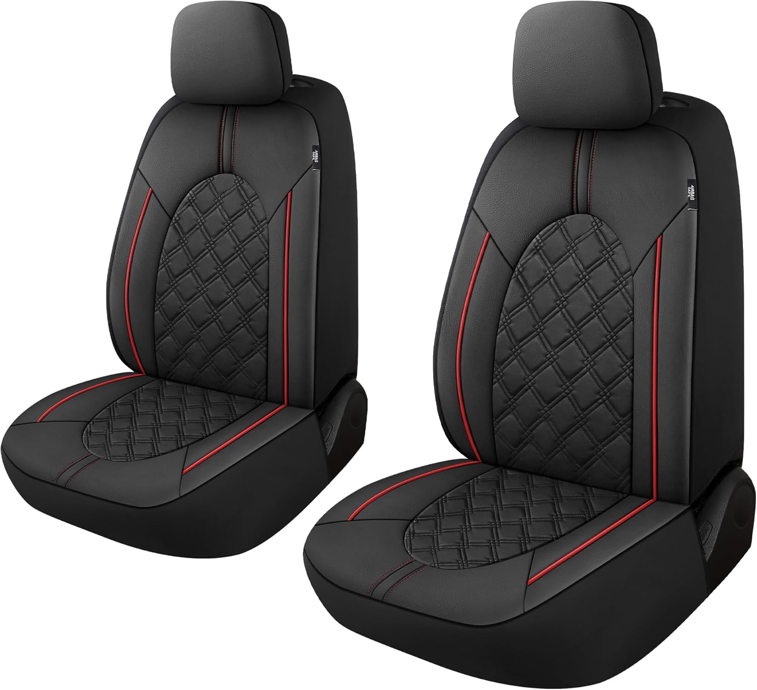 YGL Luxury PU Leather Car Seat Covers Full Set, Non-Slip Seat Cover Protectors, Universal Fit for Cars, Trucks, SUVs, Vans, Pickups, Airbag Compatible, Seat Covers for Car Interior (Black/Red)