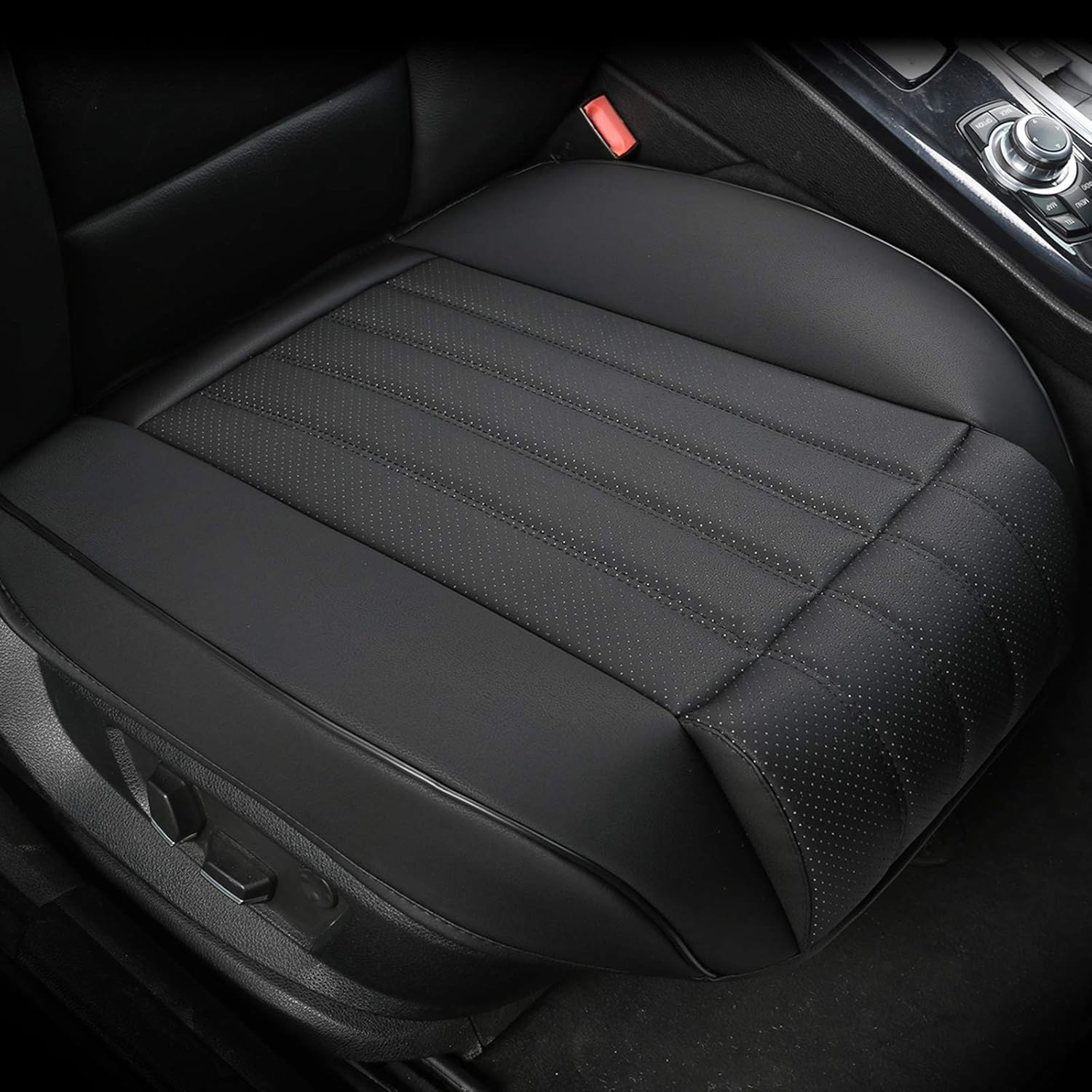 Ultra-Luxury PU Leather Car Cushion Car seat Cover for Most Four-Door Sedan&SUV,Single seat Cover Without backrest 1pcs(W20.5× D21×T 0.35 inch)