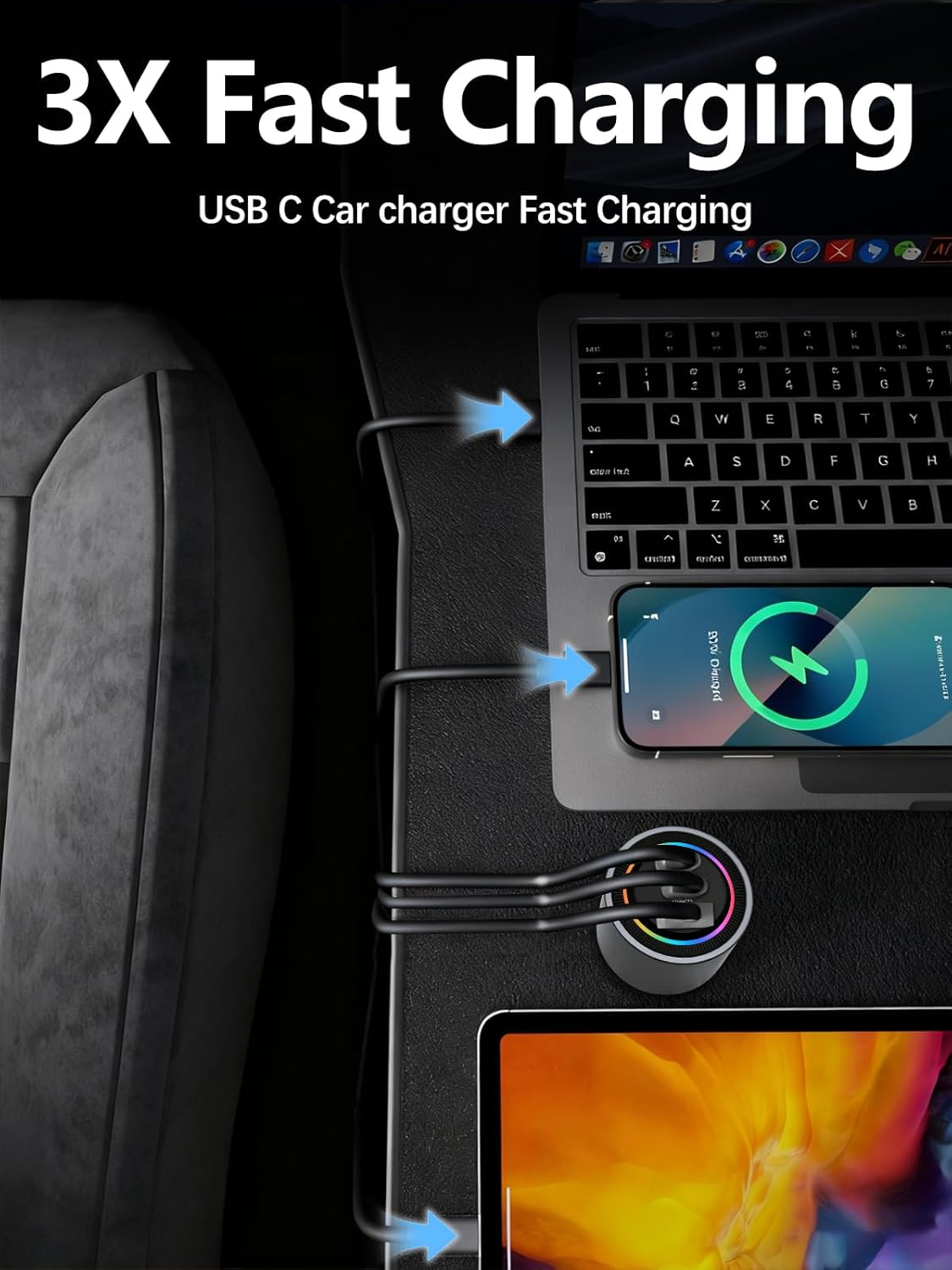 175W Car Charger Adapter Super Fast Charging PD3.1 140W/PD3.0 100W PPS45W QC3.0+PD 35W PPS25W+30W for iPhone 16 15 14 Max Galaxy S24/23/22 iPad MacBook Pro Air Type-C Laptop Pixel (1)