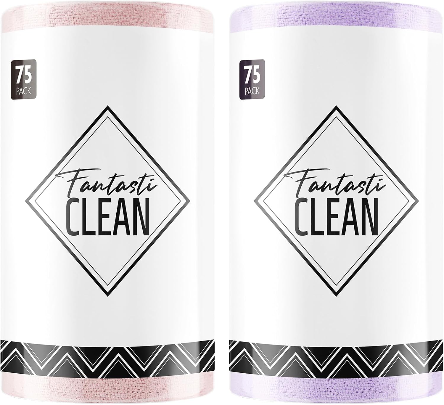 Fantasticlean Microfiber Cleaning Cloth Roll -75 Pack, Tear Away Microfiber Towels, 12" x 12", Reusable, Washable, Scratch Free, Ultra Absorbent Dishcloth for Home Supplies, Car, Pet, Kitchen (Beige)