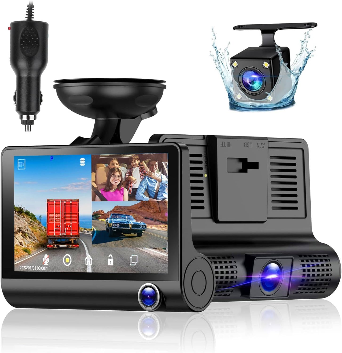 Dash Cam Front and Rear, 720P FHD Dual Dash Cam Front Rear Car DVR Dash Camera with 4-inch HD Display, Car Dashcam Video Recorder with Night Vision,G-Sensor,Loop Recording,HDR Motion Detection