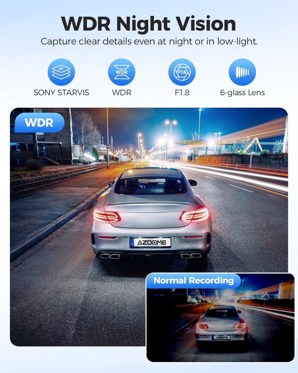 AZDOME 4K Dash Cam Front and Rear, STARVIS Night Vision, UHD 2160P WiFi Dash Camera for Cars with GPS, Included 64GB Card, 2.4" IPS Screen Dashcam, 170°Wide Angle, WDR, 24H Parking Mode (GS63H Pro)