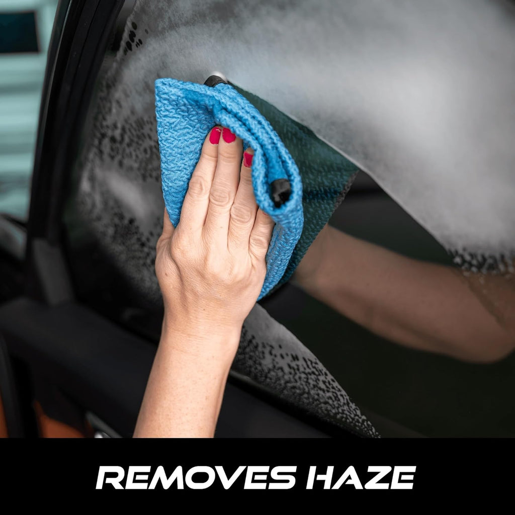 VIKING Glass Microfiber Cleaning Cloth for Car and Home 2 Pack, Glass Towels for Mirror, and Picture Frames, and Car Detailing Kit, 16 inch x 16 inch, Blue