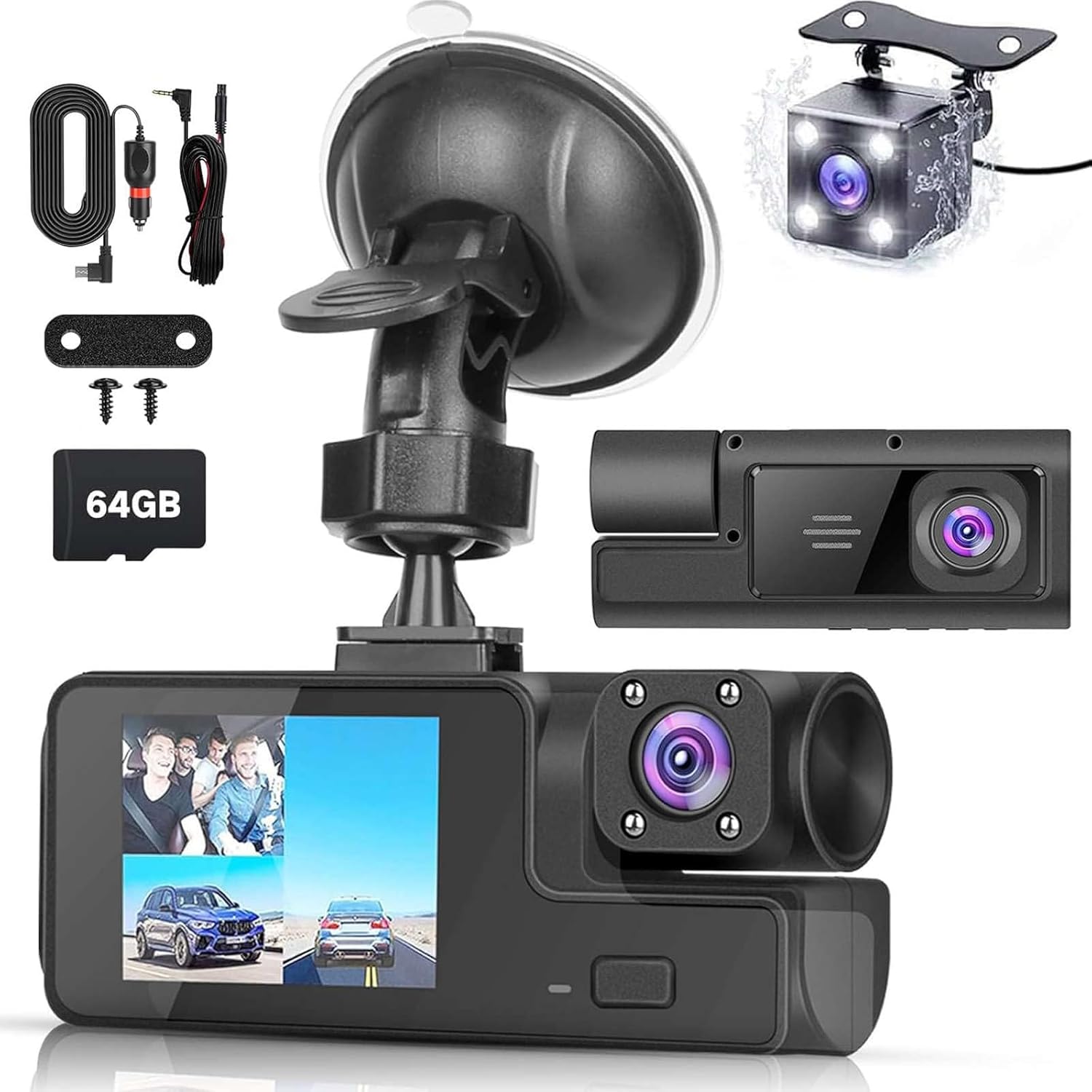 Dash Cam Front and Rear, 720P FHD Dual Dash Cam Front Rear Car DVR Dash Camera with 4-inch HD Display, Car Dashcam Video Recorder with Night Vision,G-Sensor,Loop Recording,HDR Motion Detection