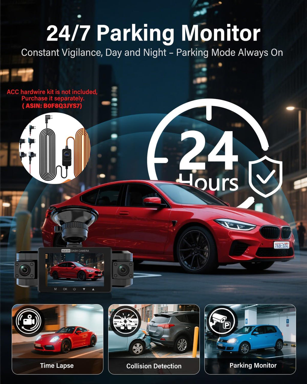 4 Channel Dash Cam Front and Rear Inside Left Right, 360 Degree View Dash Camera for Cars, 1080P Dashcam, 5G WiFi Car Camera with Night Vision, 24/7 Parking Monitor, G-Sensor, Free 64GB Card