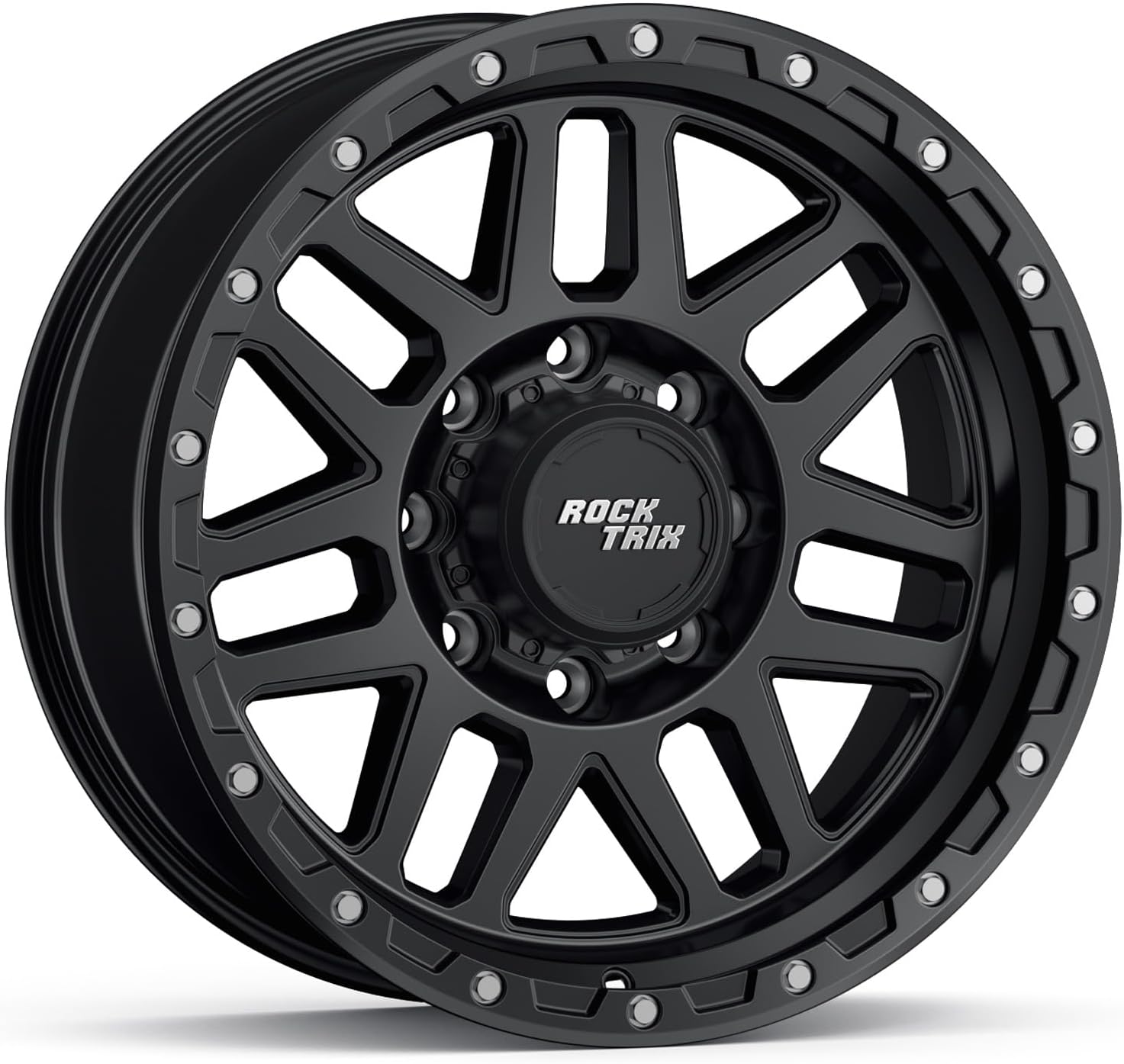 RockTrix RT110 20 inch Wheel 8x180 Compatible with Chevrolet Silverado 2500HD 3500HD, 20x9 (-12 Offset, 4.5 Backspace), Gunmetal, Also fits GMC Sierra 2500HD 3500 HD