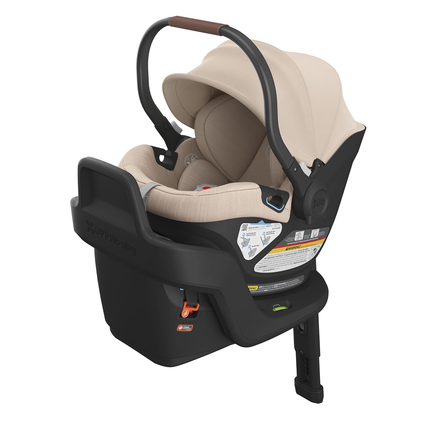 UPPAbaby Aria Lightweight Infant Car Seat/Just Under 6 lbs for Easy Portability/Base with Load Leg + Infant Insert Included/Direct Stroller Attachment/Jake (Charcoal/Black Leather)