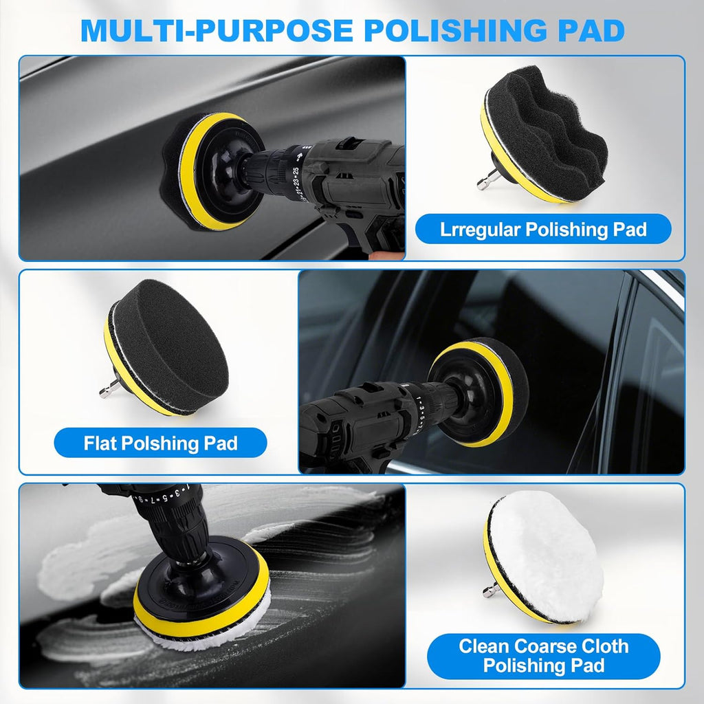 THINKWORK Car Detailing Kit, Car Detailing Brush Set, Car Cleaning Drill Brush Kit with Extension Pole, Professional Auto Detailing Supplies for Automobile Interior Exterior Wheels