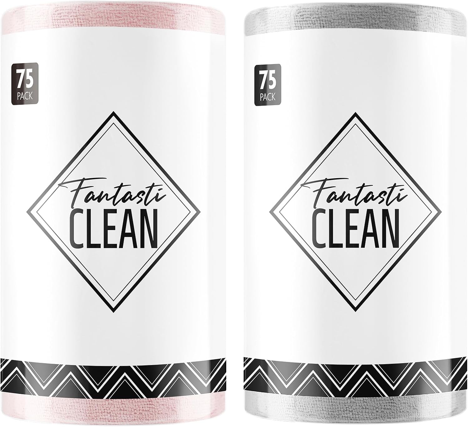 Fantasticlean Microfiber Cleaning Cloth Roll -75 Pack, Tear Away Microfiber Towels, 12" x 12", Reusable, Washable, Scratch Free, Ultra Absorbent Dishcloth for Home Supplies, Car, Pet, Kitchen (Beige)