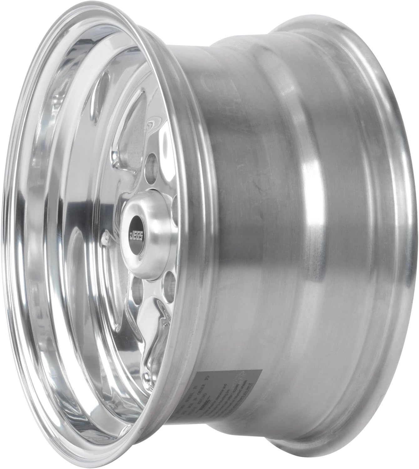JEGS Sport Star Aluminum Wheel 15” x 8” | 5 x 4.75” Wheel Bolt Pattern Spacing | 0 mm Offset | 4.5” Backspacing | Polished Finish | 3.27” Center Bore | Includes Center Cap