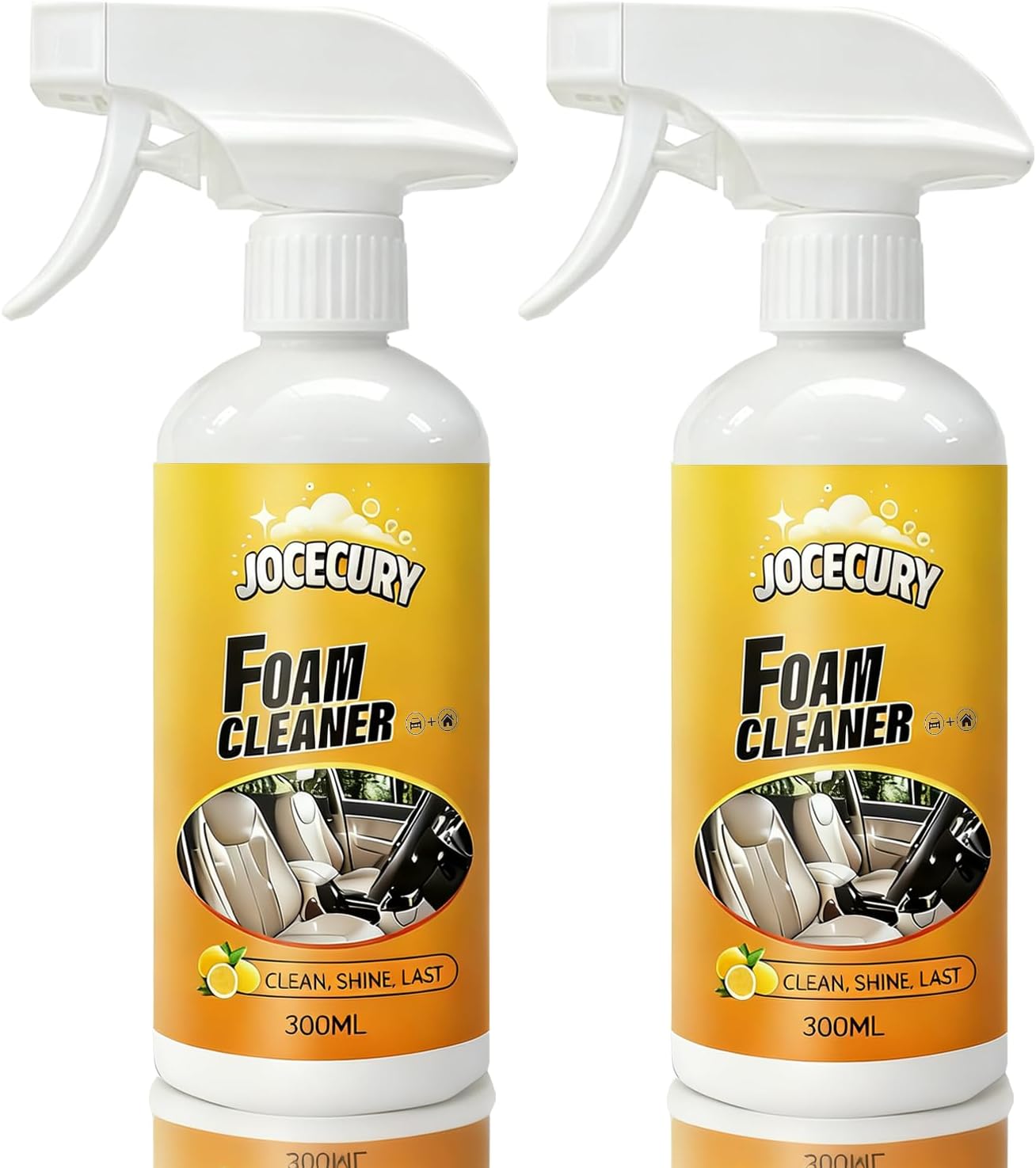 Jocecury 2Pcs Multi-Purpose Foam Cleaner – Car Interior, Leather Seats, Fabric, Shoes & Clothes, MAGIC FOAM CLEANER, Interior Detailer Spray, No Rinse, Deep Cleaning & Protection（600ML）