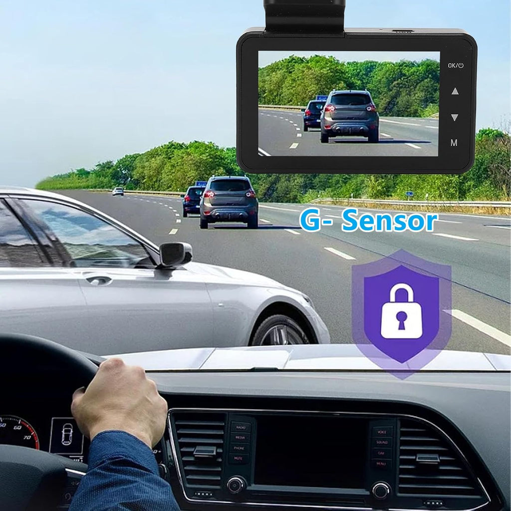 1080P Dash Camera for Car Front Dashcam Car Security Cam 3’’ Display 140°Wide Angle, Night Vision, G-Sonsor, Loop Recording
