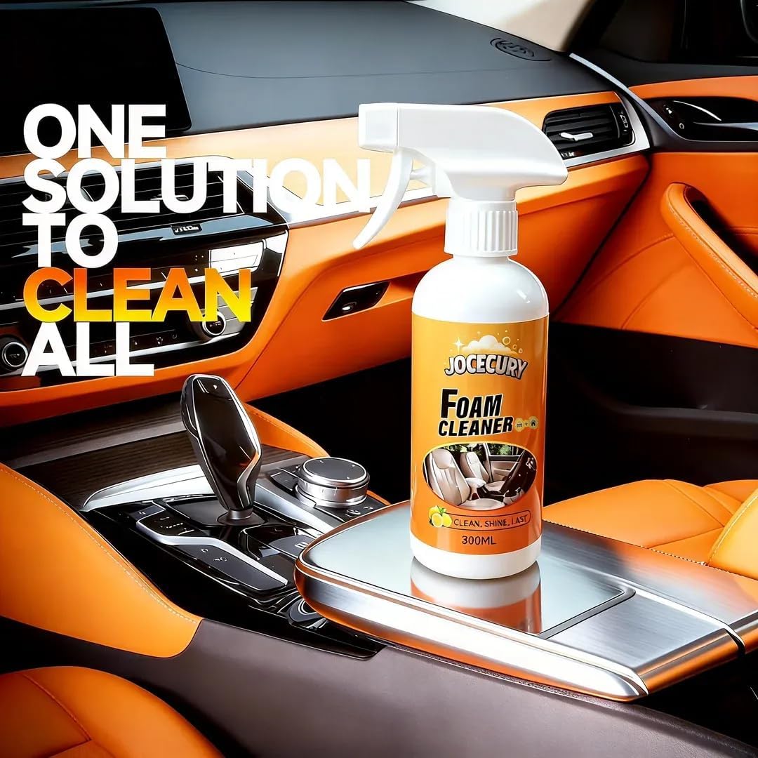 Jocecury 2Pcs Multi-Purpose Foam Cleaner – Car Interior, Leather Seats, Fabric, Shoes & Clothes, MAGIC FOAM CLEANER, Interior Detailer Spray, No Rinse, Deep Cleaning & Protection（600ML）