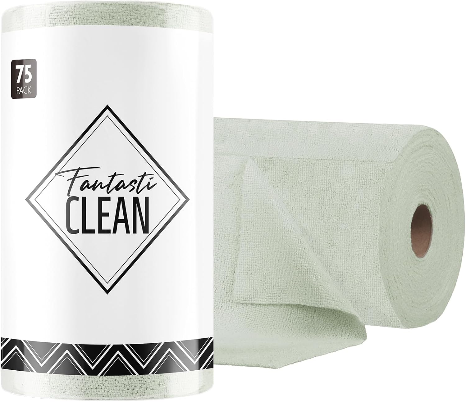Fantasticlean Microfiber Cleaning Cloth Roll -75 Pack, Tear Away Microfiber Towels, 12" x 12", Reusable, Washable, Scratch Free, Ultra Absorbent Dishcloth for Home Supplies, Car, Pet, Kitchen (Beige)